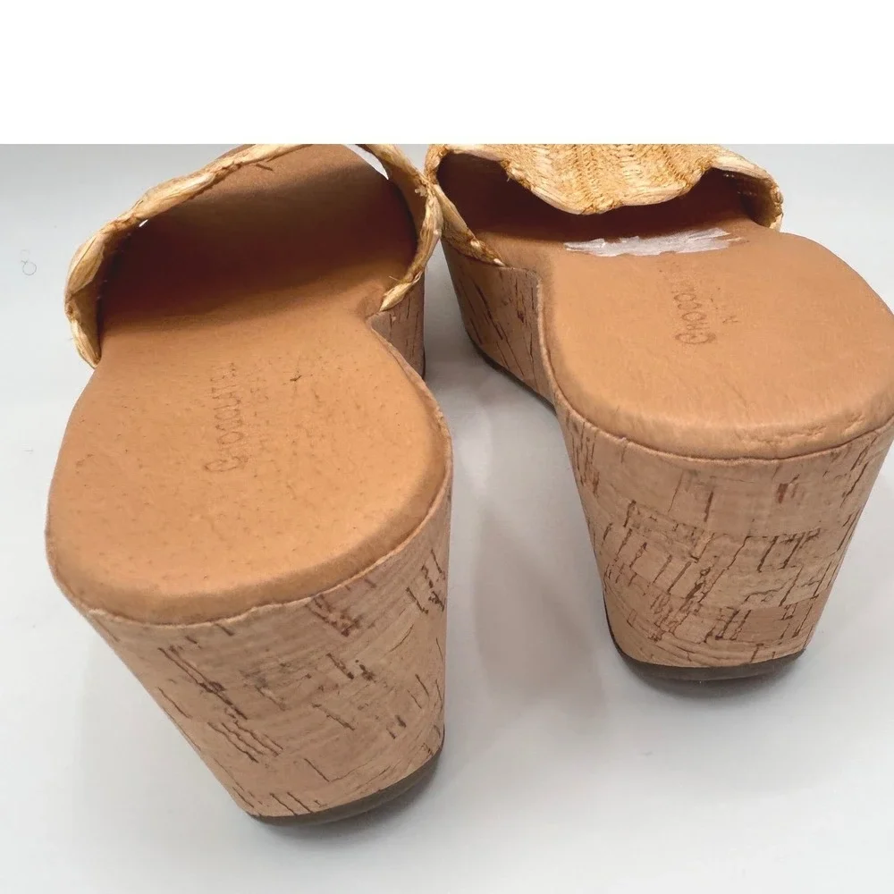 Chocolat Blu Gilda Raffia Platform Slide Sandals Size 8 Resort Boho Chic Beach
